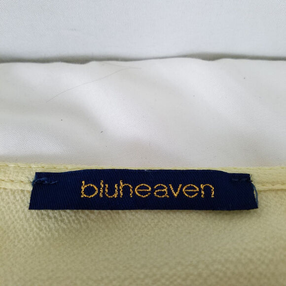 Bluheaven‎ Shirt Womens Medium Top Yellow Short Cold Shoulder Sleeve Round Neck - Picture 5 of 9